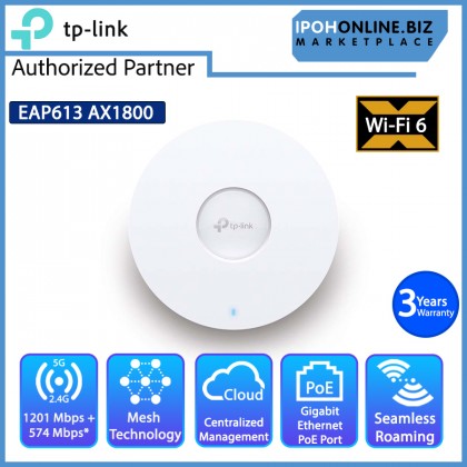 TP-Link Omada EAP613 AX1800 Ceiling Mount WiFi 6 Access Point TP-Link Omada EAP613 AX1800 Ceiling Mount WiFi 6 Access Point